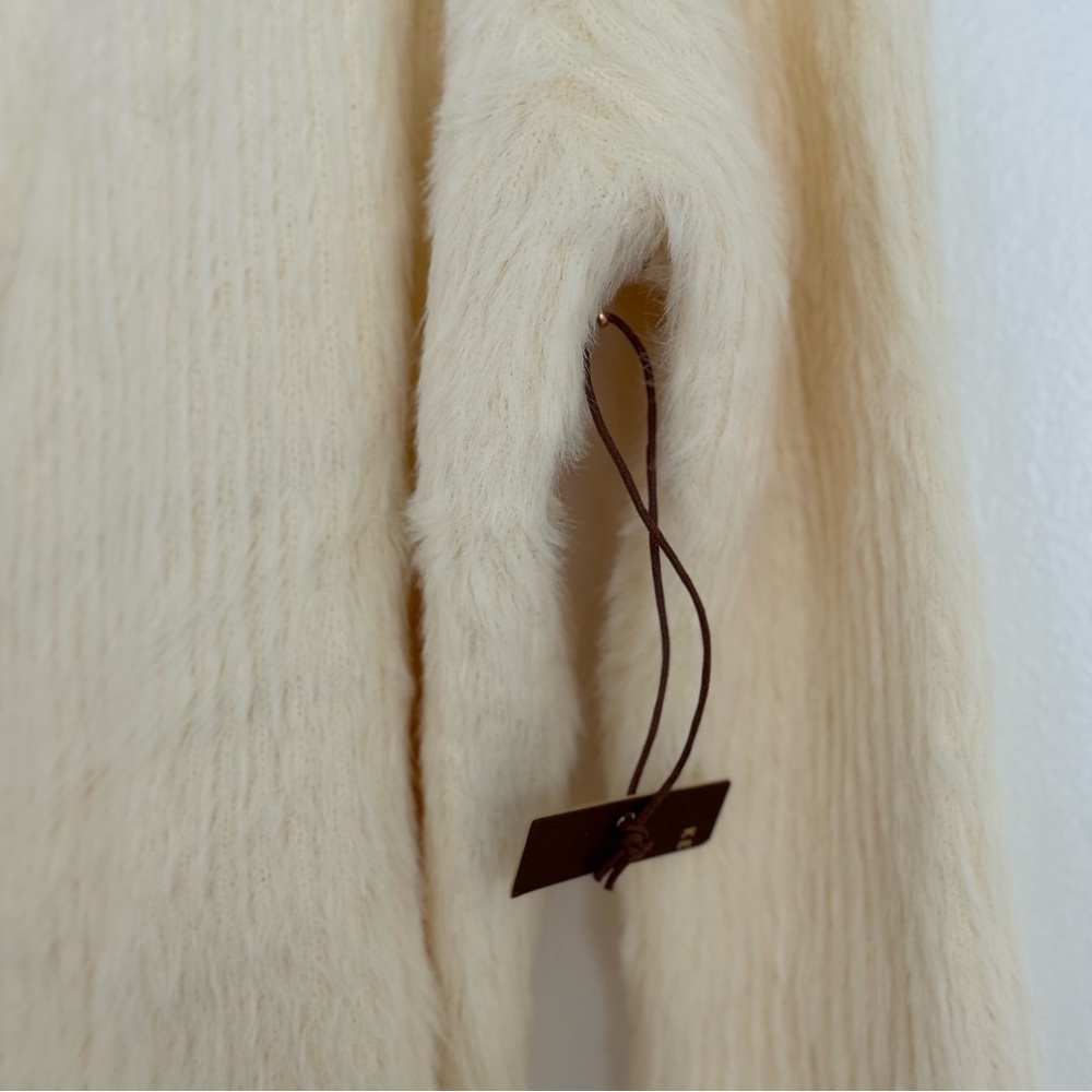 Kerisma Cream Fuzzy Long Sleeve Wrap Sweater Top - Picture 4 of 8